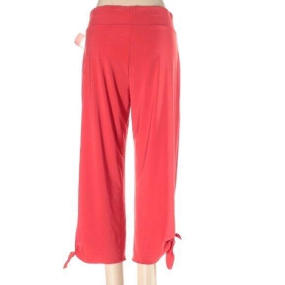 Lana Lee Women's Small Capri Pants Active Peach #590-9201 Jersey Knit Tie Hem - Picture 3 of 5